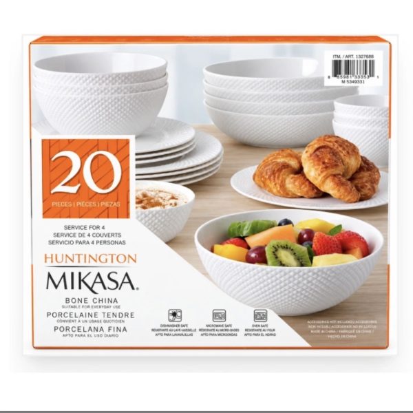 MIKASA Bone China — 20 ширхэг аяга, тавагны иж бүрдэл